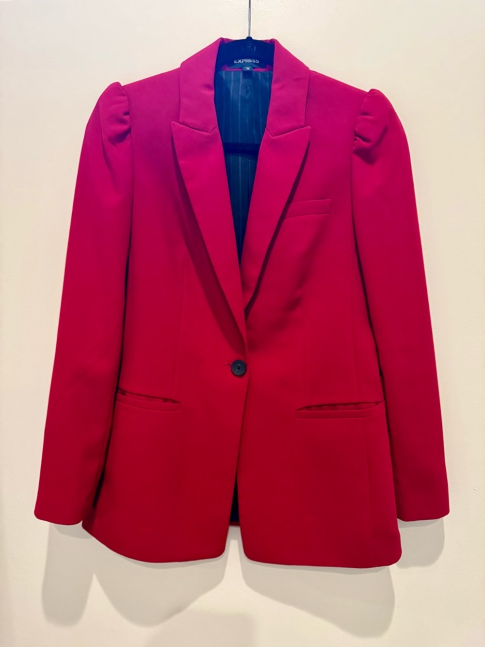 Express Women's Vibrant Red Single-Button Blazer